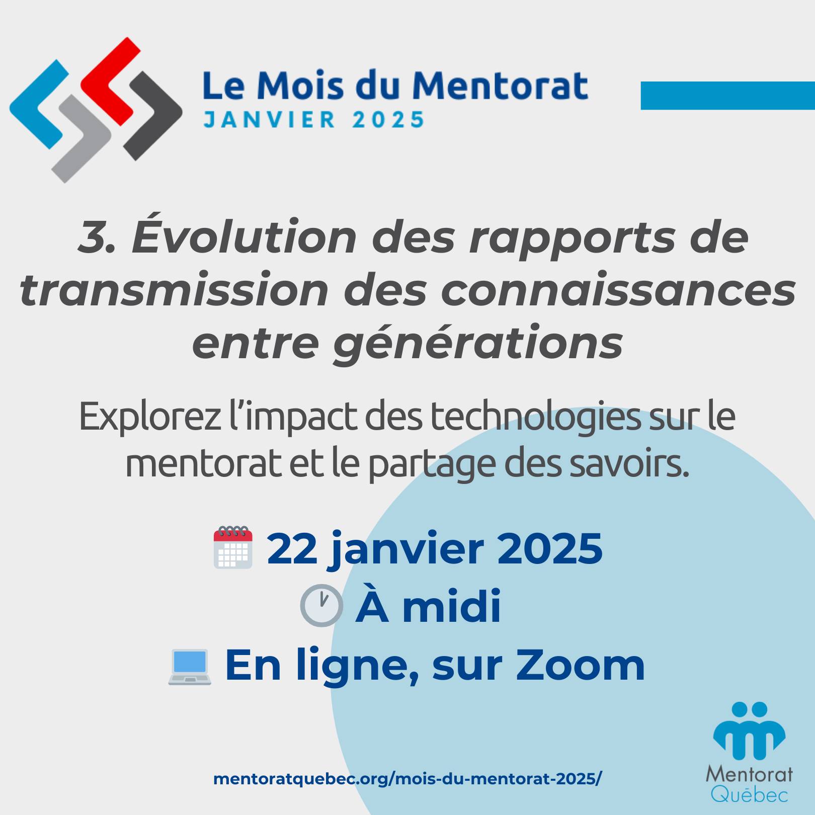 Mois du mentorat 2025 - Webinaire Évolution de la transmission des savoirs