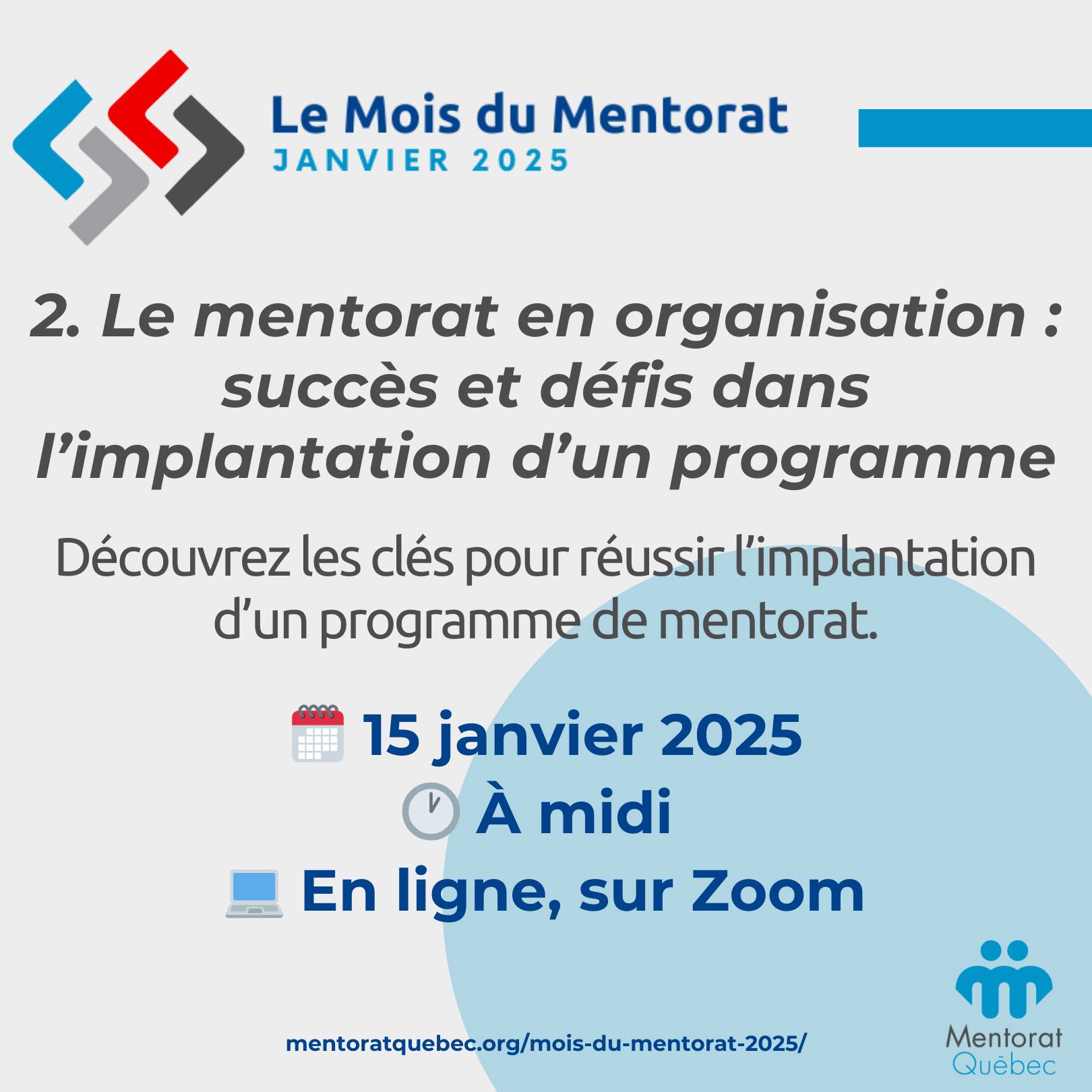 Mois du mentorat 2025 - Webinaire Le mentorat en organisation